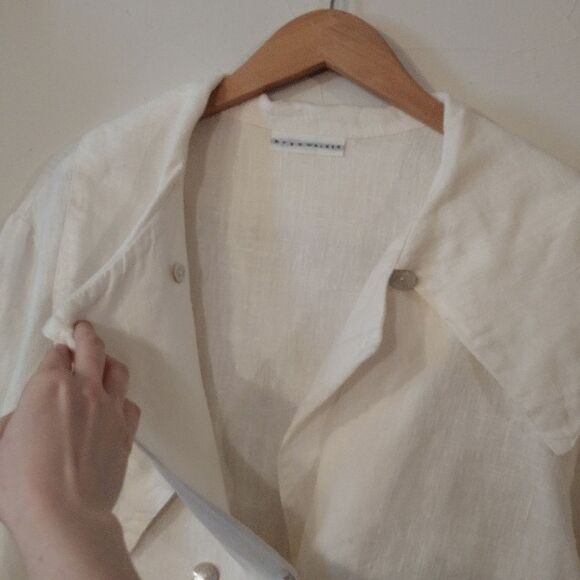 Bryn Walker Women's Size Small Oversized White Linen Button up Blouse Top - Picture 12 of 12